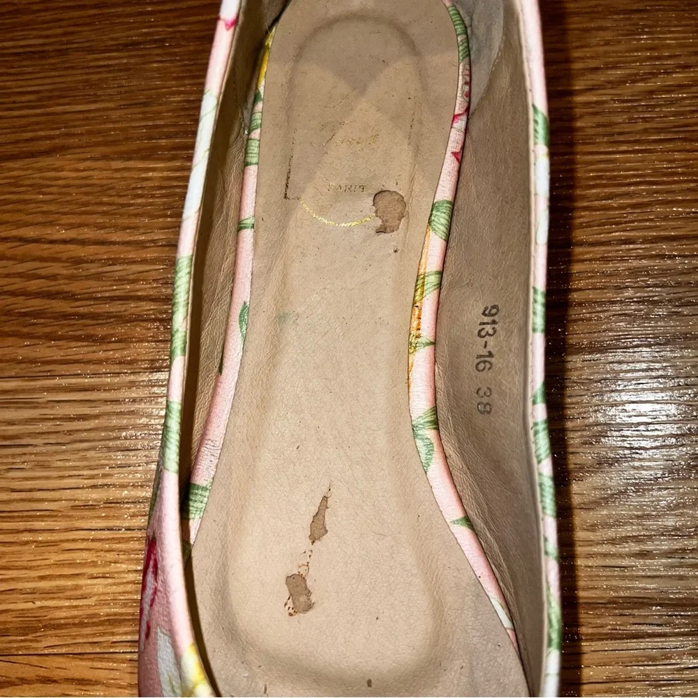 LL Tong Paris Pink‎ Leather floral print Ballet Flats size 38